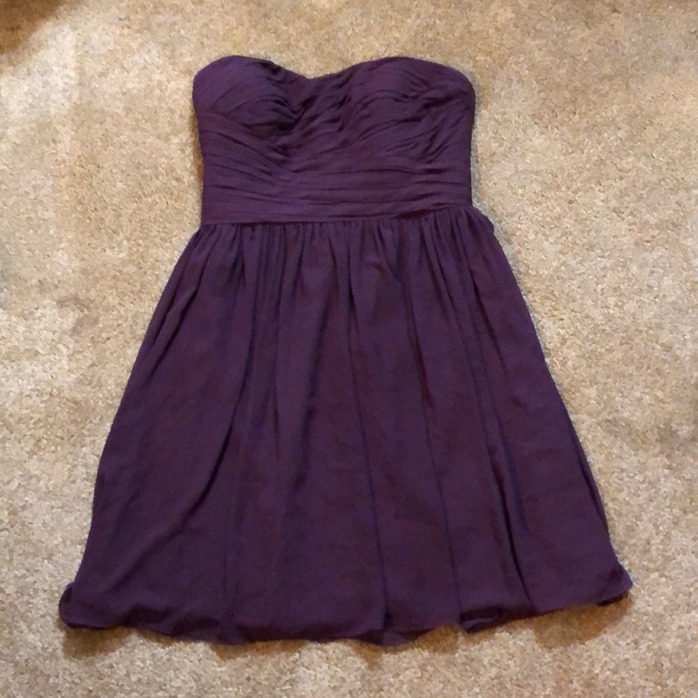 Strapless eggplant plum purple bridesmaid dress